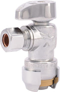 SharkBite 23036-0000LF Brass Push Angle Stop, 1/2 in. x 3/8 in. Compression, Chrome