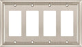 Henne Bery Sunken Pearls Heavy Duty Decorative Wall Plate Switch Plate Outlet Cover (Quad Decorator, Satin Nickel)