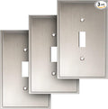 Henne Bery Soft Modern Decorative Wall Plate Switch Plate Outlet Cover (Single Toggle 3PK, Satin Nickel)