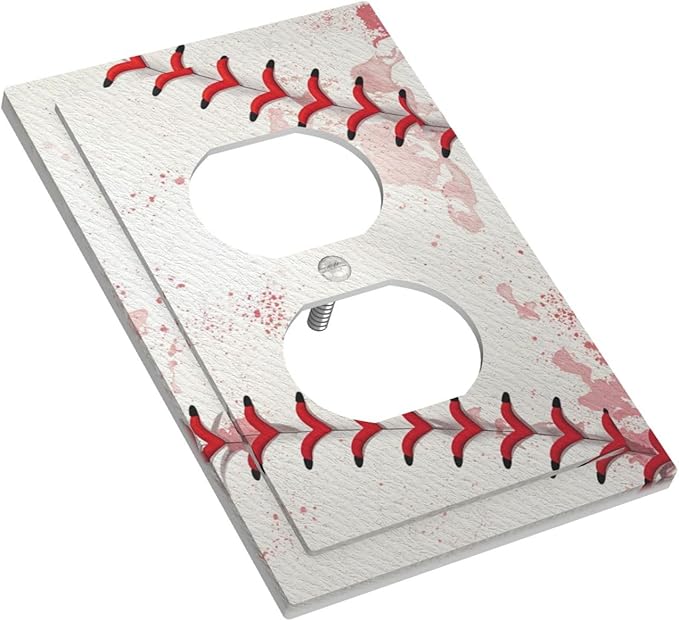 Outlet Covers Baseball Sports Ball Game 1 Gang Duplex Light Switch Cover Plate Decorative Wall Plates Electrical Switchplate Receptacle for Bathroom Bedroom Decor（2 Pack）