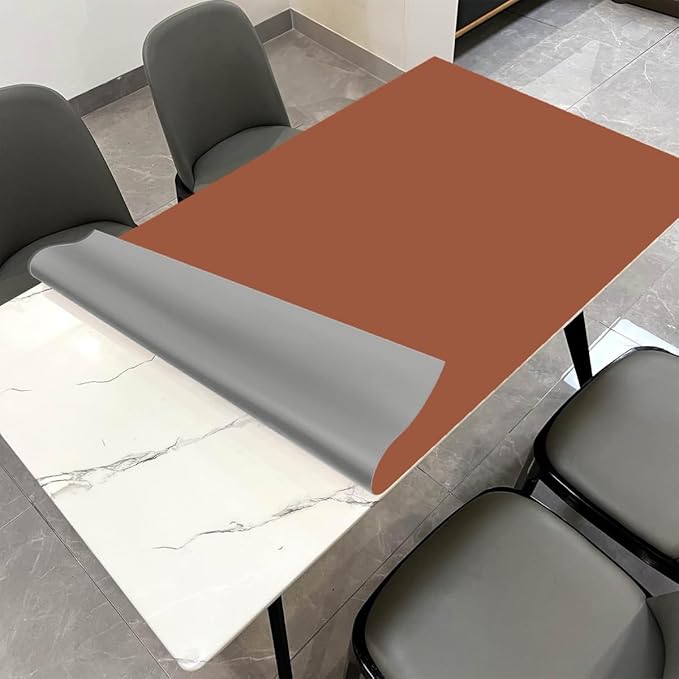 Leather Table Cover,1.8mm Thick,42x96 Inch Table Protector,Table Protector for Dining Room Table,Dining Table Cover,Table Cover Protector.(Brown+Gray,42x96)