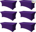 Spandex Table Cloths for 8 Foot Rectangle Tables-6 Pack Fitted Stretch Dark Purple Table Covers-Folding Tablecloths for Party, Vendor Booth Display, Banquet Buffet Event, Craft Trade Show
