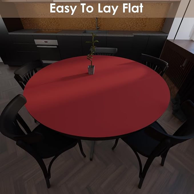Round Table Cover Protector - Can Be Used On Both Sides Waterproof and Easy to Clean Good Flatness Used for Dining Table(Black+Wine Red Dia.41Inch)