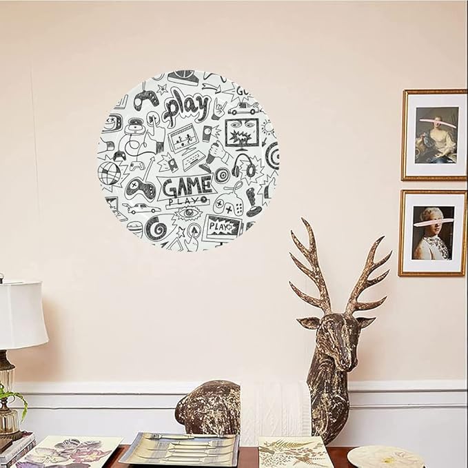 Ceramic Plates, Video Games Decorative Ceramic Plates, Monochrome Sketch Style Gaming Design Racing, 7 Inch, for Dining, Parties, Wedding, White Black