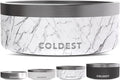 Coldest Dog Bowl - Anti Rust Metal, Non Slip, 3 Layers Insulated Stainless Steel Dog Bowls - Spill Proof & Heavy Duty - Water Bowl for Dogs, Cats & Pets, Dish Washer Safe (64 oz, Carrara Marble)
