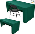 Nasitos 2 Pack Fitted Tablecloth for 4 Foot Tables-Green Open Back Folding Table Cover Washable and Wrinkle Resistant Table Cloth for Weddings, Trade Show, Career Fair, Convention, Events