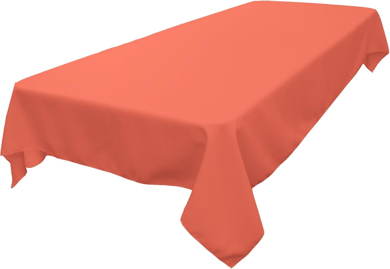 LA Linen Polyester Poplin Washable Rectangular Tablecloth, Stain and Wrinkle Resistant Table Cover 60x84, Fabric Table Cloth for Dinning, Kitchen, Party, Holiday 60 by 84-Inch, Dusty Rose