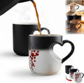 Heart-Shaped Color Changing Magic Ceramic Mug, Funny Heat Sensitive Coffee Cup Reveals Surprise Design with Hot Drinks for Valentine's Day & Anniversaries (1pcs)