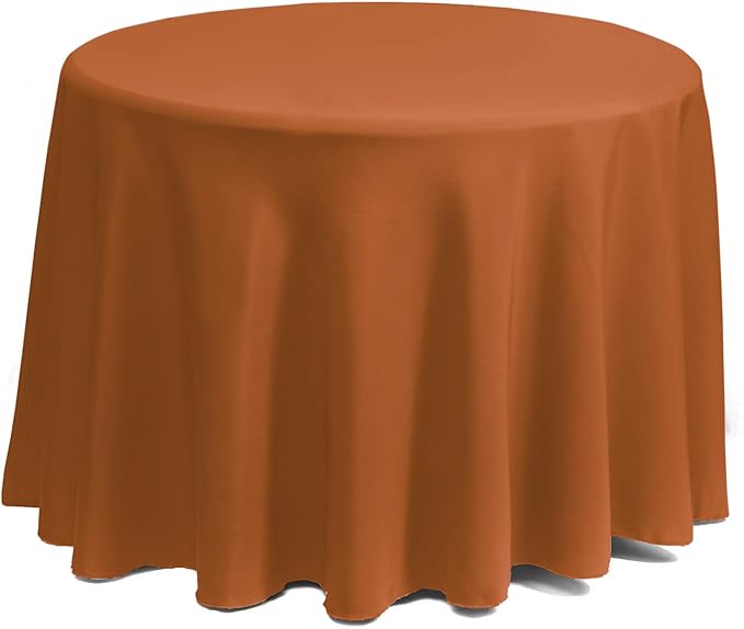 Gee Di Moda Round Tablecloth - 108 Inch Orange Round Table Cloth for 48 to 72 Inch Round Tables - Heavy Duty Washable Fabric - for Buffet Table, Holiday Party, Dinner, Wedding & Baby Shower