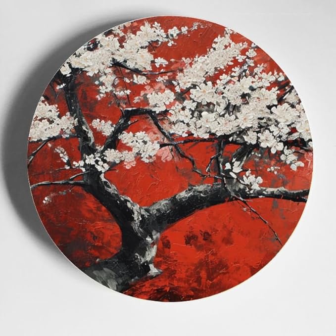 Decorative Ceramic Plates 10'' with Display Stand Delicate Flowering Tree Perfect for Wall Hanging Home and Office Decor DP-267785372