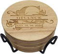 Personalized Wooden Coasters, Custom Engraved Monogram Coasters - Great Gifts (XL, Set of 4)