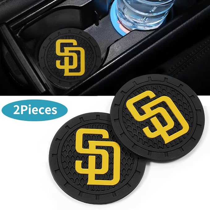 Silicone Padres Car Cup Holder Coasters,Baseball Fans Car Coasters for San Diego Padres Fans, Non-Slip Universal Fit Cup Holder Insert