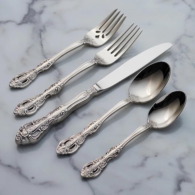 TWEE Luxury Fine Silverware Set for 8 Flatware Set 40 Pieces Relief Sculpture Openwork Design Elegant Tableware Set 18/10 Stainless Steel Cutlery Set Utensil Sets for Home Restaurant Dishwasher Safe
