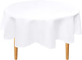 Hiasan Round Linen Tablecloth 70 Inch - Wrinkle and Stain Resistant Washable Polyester Fabric Table Cloth for Outdoor Dining Room Kitchen Party, White