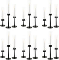Hurricane Candle Holders Metal Candlestick Holder for Glass Taper Tall Candle Holders with Crystal Chimney Tube Candles Stands for Home Decor, Christmas, Dinning (18, Black)