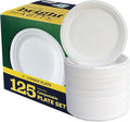 9” Compostable Plates, 125-Pack | Biodegradable Sugarcane | Sturdy, Microwave-Safe Disposable Plates for Parties & Events