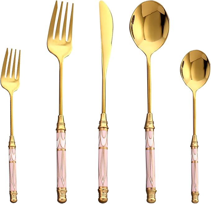 20-piece Silverware Set With Ceramic Handle, Premium Food Grade Stainless Steel Flatware Sets, Mirror Polished Cutlery Set, Dishwasher Safe (for 4 People)
