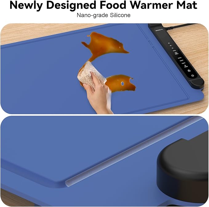 Warming Mat for Food Extra Large: 36"X16" Adjustable Silicone Food Warming Mat Heating Pad Food Warming Pad for Kitchen Counter Warming Trays for Buffets Party Hot Plates for Countertop Family Blue