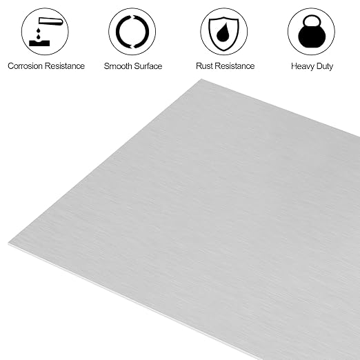 6061 T651 Aluminum Sheet Metal 10 x 12 x 1/8 (0.125") Inch Thickness Rectangle Metal Plate Covered with Protective Film, 3MM Aluminum Sheet Plate Flat Stock, Finely Polished and Deburred