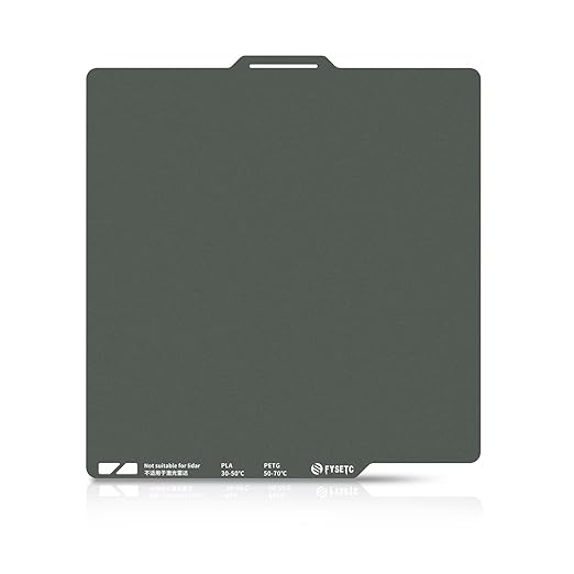 FYSETC 3D Printer Accessories 256mm Build Plate: Gray A1 257X257mm Dual Side Textured PEI Heated Bed Surface Upgrade CryoNix Sheet 10.1 in for P2S P1P P1S X1 X1C X1E Printing Project