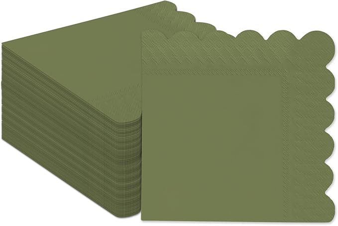 qiqee Turquoise Green Cocktail Dinner Napkins 5x5inch Disposable Beverage,Wedding, Birthday Party Dessert Wave Paper Napkins(120 Count)