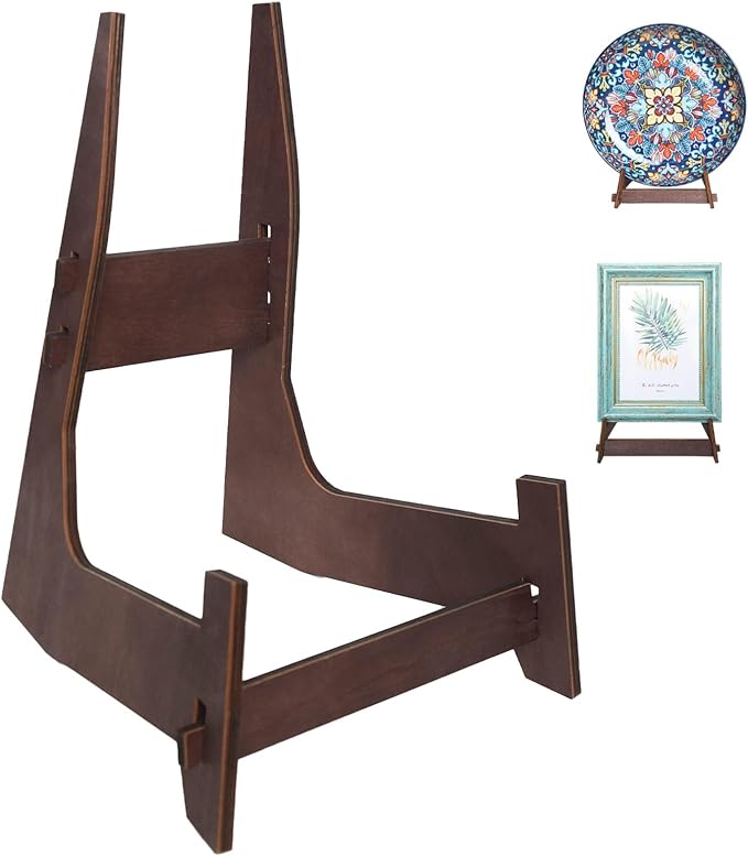 Plate Stands for Display,15.5 Inch Large wooden Plate Holder Display Stands,Frame holder stand for Book, Picture,plaque, Decorative Plate, Photo and Platter, Tabletop Art.(1 Pack )