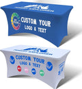 Personalized Table Cloth with Logo Image Customized Tablecloth 4FT/5FT/6FT/8FT Spandex Customized Table Cover Promotional Business Tradeshow Events Birthday Party Wedding (8FT Spandex(Closed back))