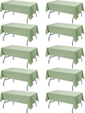 10-Pack Sage Green Tablecloths for Rectangle Tables, 54 x 108 Inches, Stain-Resistant Polyester Fabric for 6 Foot Tables - Washable Table Covers for Weddings, Birthday Parties, Events
