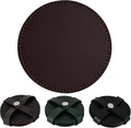 Genuine Leather, Premium Table Coasters by Leatherific, Round, 4 inch, Set of 6, with Holster, Handcrafted, Hand Made, Non Slip Drink Mats, Brown (Brunette Brown, 4")