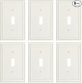 6-Pack Single Toggle Light Switch Cover Plate, Durable Solid Zinc Alloy Decorative Switch Plate Covers, Light Almond 1 Gang Wall Plate, Corrosion Resistant