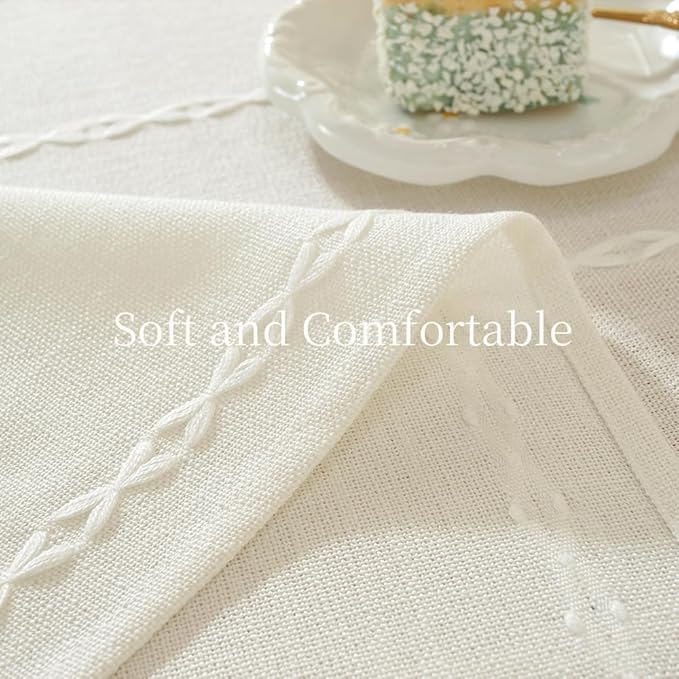 Zobesta White Table Cloth Rectangle 53 x 120 Inch, Cotton Linen White Tablecloth for Rectangle Tables, Washable Farmhouse Soft Tablecloth for Party, Picnic, Dining, Outdoor,Fall, Wedding