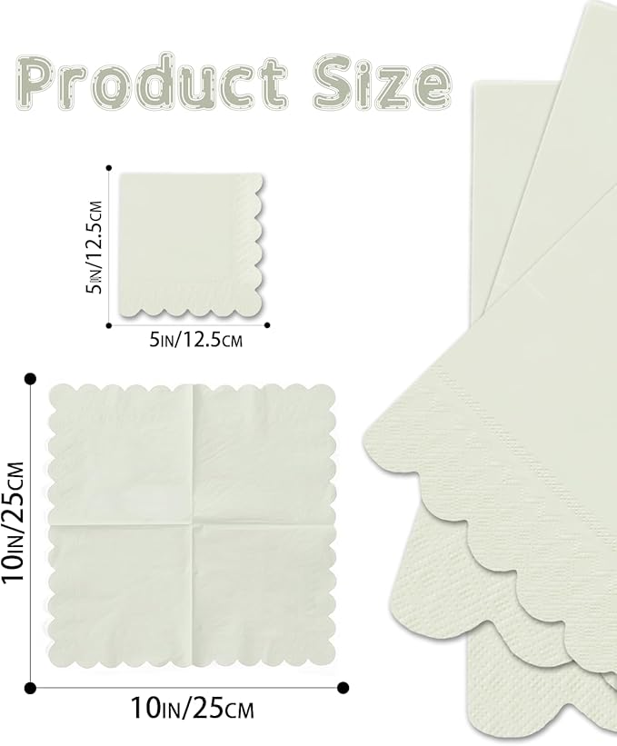 qiqee Apricot Grey Cocktail Dinner Napkins 5x5inch Disposable Beverage,Wedding, Birthday Party Dessert Wave Paper Napkins(120 Count)