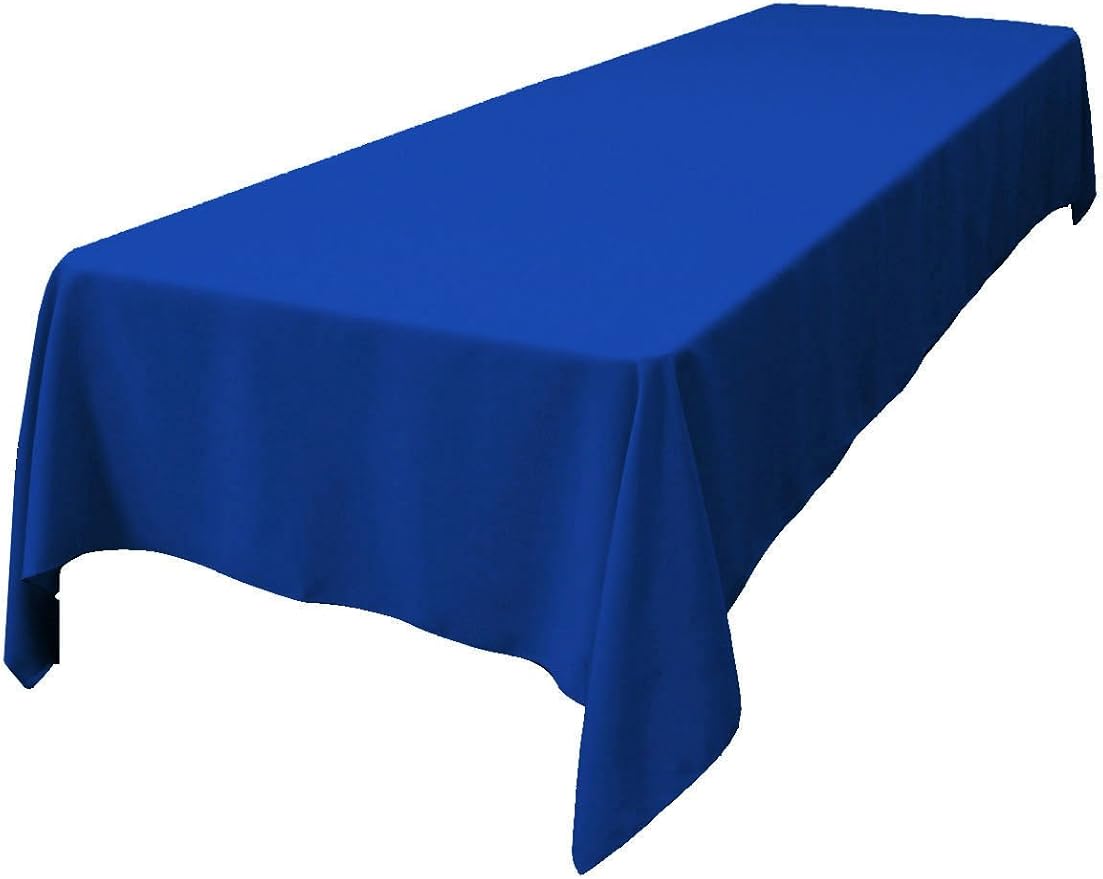LA Linen Polyester Poplin Washable Rectangular Tablecloth, Stain and Wrinkle Resistant Table Cover 60x144, Fabric Table Cloth For Dinning, Kitchen, Party, Holiday 60 by 144-Inch, Royal Blue