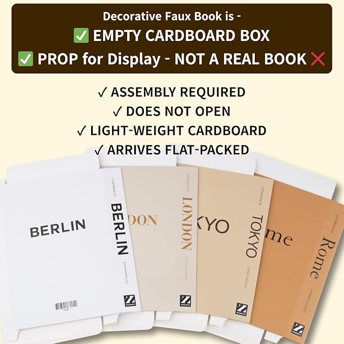 Mocha Medium | 4 PCS Faux Decorative Books for Home Decor | Not Real Books (Cardboard Boxes) | Coffee Table, Shelf Styling & Modern Aesthetic Accent Pieces for Living Room, Office