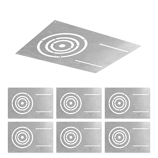 ASD 13 Inch New Construction Mounting Plate with Asymmetric Round Hole - 3/4/6 Inch Flat Steel Rough in Wafer Light Bracket, Shallow LED Recessed Lighting Housing, 6 Pack
