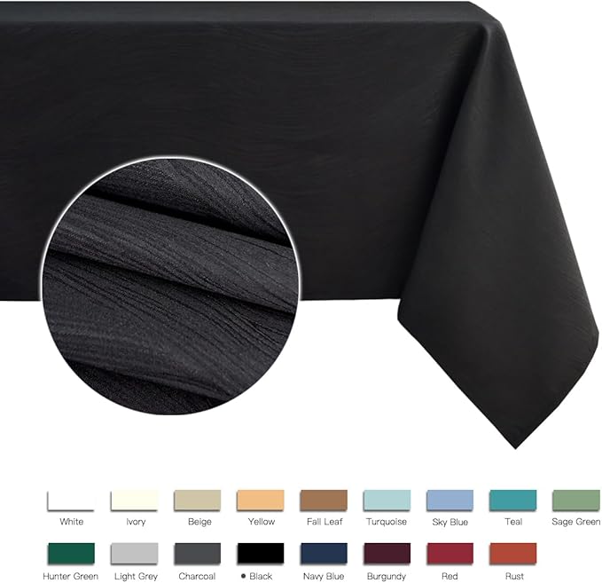 maxmill Jacquard Table Cloth Swirl Pattern Spillproof Wrinkle Resistant Heavy Weight Soft Tablecloth for Kitchen Dinning Tabletop Decoration Outdoor Picnic Rectangle 52 x 70 Inch Black