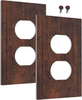 Outlet Covers Brown Red Rustic Wood Grain Retro Farmhouse 1 Gang Duplex Light Switch Cover Plate Decorative Wall Plates Electrical Switchplate Receptacle for Farmhouse Cabin Decor（2 Pack）