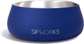 Sipworks Stainless Steel Dog Bowl – 32oz Weighted Metal Food and Water Bowls for Dogs and Cats with Non-Slip Base - Pet Bowls for All Breeds Sizes for Travel & Outdoor Play | Azure