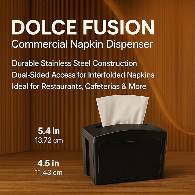 Tabletop Comercial Napkin Dispenser (Servilleteros para Restaurantes) - Stainless Steel Comercial Holder for Interfold Napkins - Dual - Sided Acces