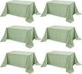 6-Pack Sage Green Tablecloths for Rectangle Tables, 90 x 156 Inches, Stain-Resistant Polyester Fabric for 8 Foot Tables - Washable Table Covers for Weddings, Birthday Parties, Events