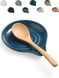 LAUCHUH Spoon Rest for Stove Top, Ceramic Spoon Holder for Kitchen Countertop, Large Cooking Utensil Rest for Spatula, Spoons or Tongs, Framhouse Decor, Blue, 5 Inches