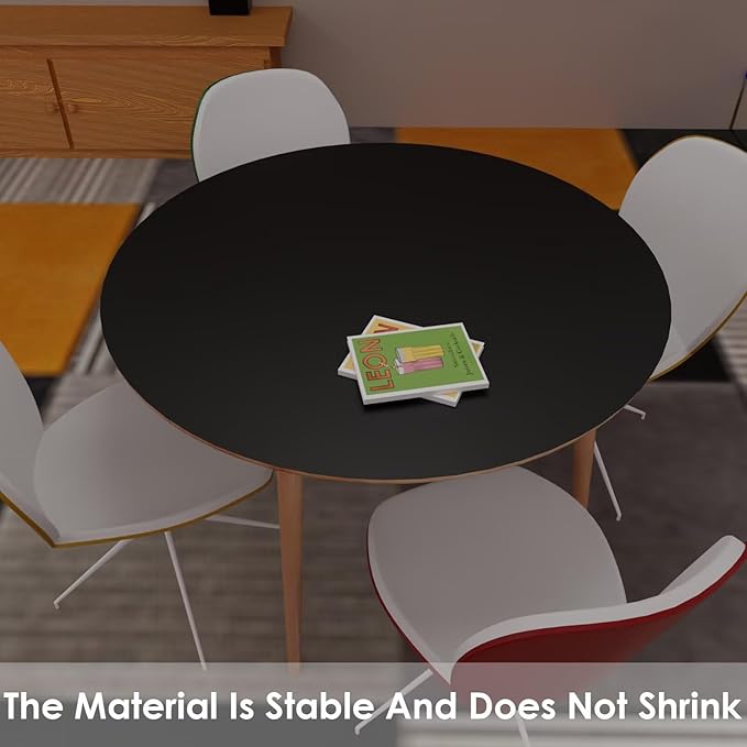 Round Table Pad, 1.8mm Thick, Dia.50 Inch, Leather Table Cover, Table Protector (Black+Gray)
