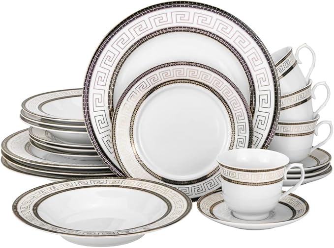 Euro Porcelain 57-pc Banquet Dinnerware Set, Luxury Tableware Dining Service for 8