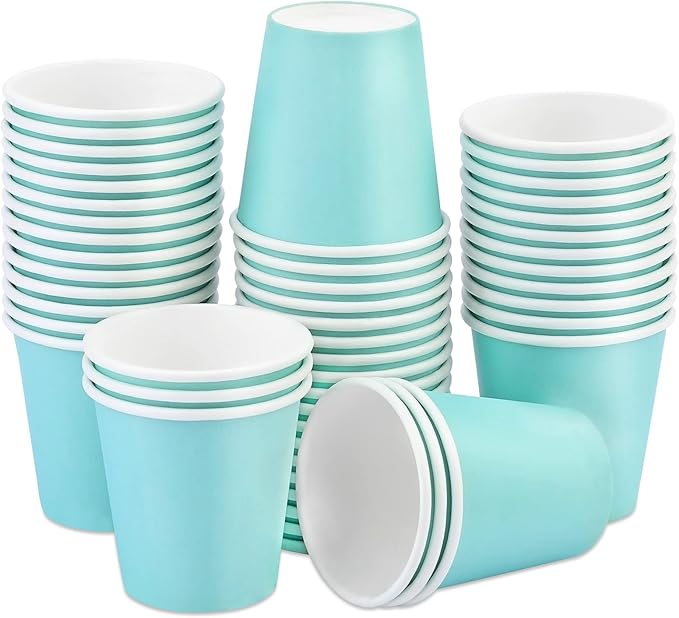 Wuadua 50 Pack 3 oz Blue Espresso Paper Cups - Sturdy and Leak-Proof for Parties, Events, Office, Home Use Disposable Mouthwash Cups - Ideal for Hot/Cold Drinks, Smooth Rim Design, Eco-Friendly