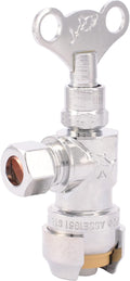 SharkBite 1/2 x 3/8 Inch Compression Angle Stop Valve, Loose Key Quarter Turn, Push to Connect Brass Plumbing Fitting, Chrome Finish, PEX Pipe, Copper, CPVC, PE-RT, HDPE, 24731LF