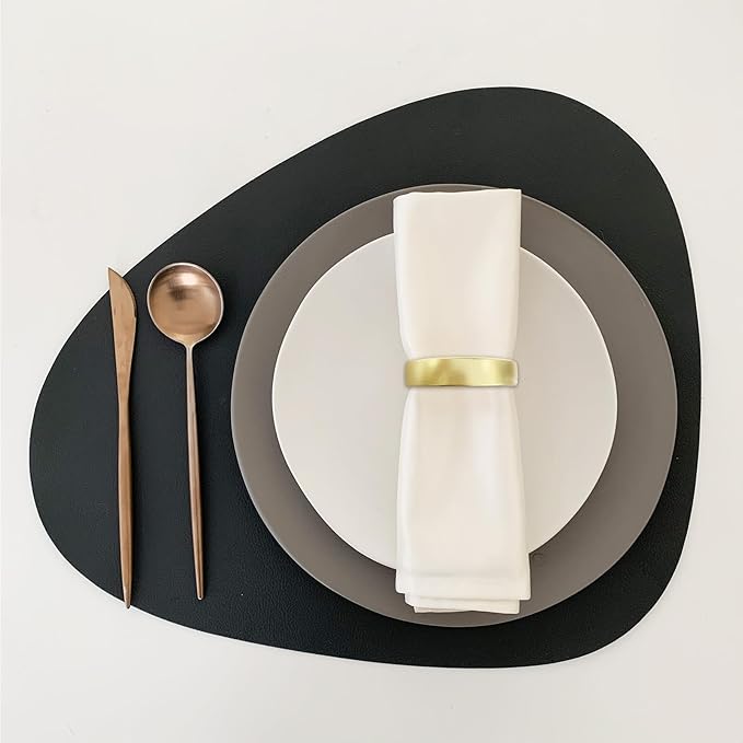 Matte Gold Napkin Rings Set of 8, Metallic Bronze Napkin Ring Holder Glossy Serviette Buckles for Wedding,Banquet, Dinner,Party,Table Settings (Matte Gold Semicircle)