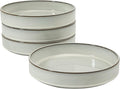 Bloomhouse - Two Time Oprah's Favorite Things WInner - Santorini Mist 4-Piece 8.6-Inch Terracotta Pasta Bowl Set – Moonstone White, Reactive Glaze Round Shallow Walled Dinner & Serving Bowls