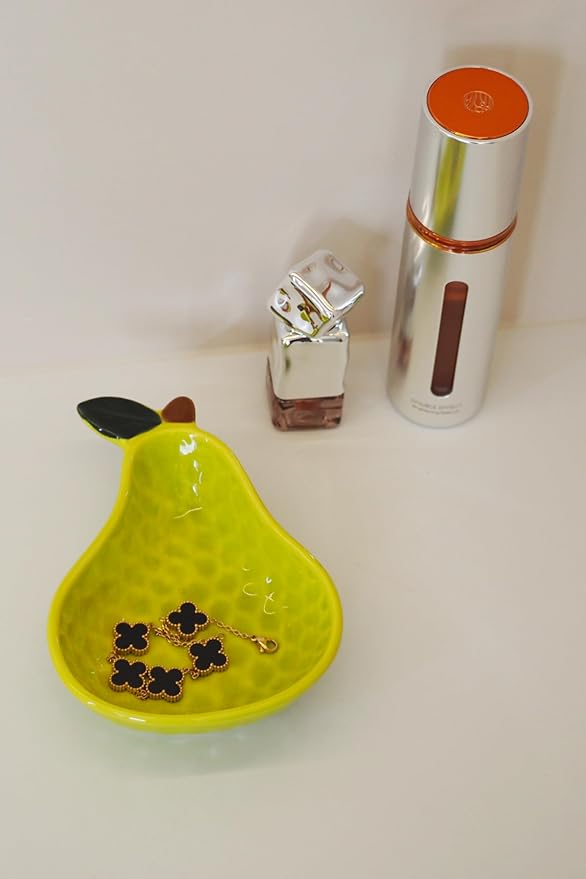 Ceramic Jewelry Tray, Pear Shaped Trinket Dish, Jewelry Organizer, Ring Holder, Decorative Bowl for Rings Earrings Necklaces Bracelet Jewelry Watch Keys, Gift for Sisters Daughter (Pear)