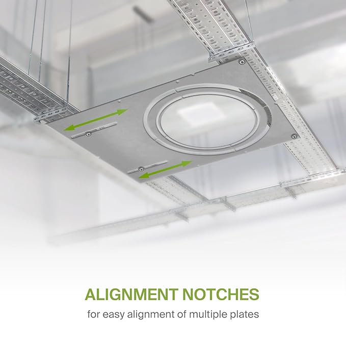 ASD 18 Inch New Construction Mounting Plate with Asymmetric Round Hole - 8/10/12 Inch Flat Steel Rough in Wafer Light Bracket, Shallow LED Recessed Lighting Housing, 24 Pack