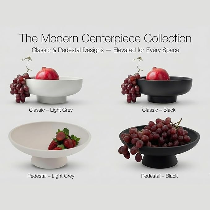 12" Concrete Fruit bowl for Kitchen Counter, Coffee Table Decor, Decorative Key Bowl, Home Décor Accents, Kitchen Counter Decor Grey